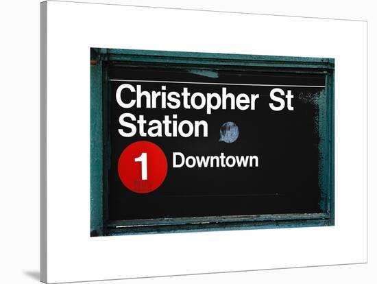 Subway Station Sign, Christopher Street Station, Downtown, Manhattan, NYC, White Frame-Philippe Hugonnard-Stretched Canvas