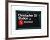 Subway Station Sign, Christopher Street Station, Downtown, Manhattan, NYC, White Frame-Philippe Hugonnard-Framed Art Print