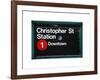 Subway Station Sign, Christopher Street Station, Downtown, Manhattan, NYC, White Frame-Philippe Hugonnard-Framed Art Print