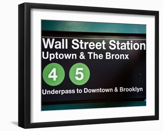 Subway Station Sign, Wall Street Station, Manhattan, New York City, United States-Philippe Hugonnard-Framed Premium Photographic Print