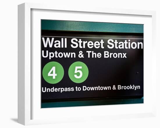 Subway Station Sign, Wall Street Station, Manhattan, New York City, United States-Philippe Hugonnard-Framed Premium Photographic Print