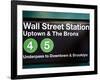 Subway Station Sign, Wall Street Station, Manhattan, New York City, United States-Philippe Hugonnard-Framed Photographic Print