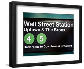 Subway Station Sign, Wall Street Station, Manhattan, New York City, United States-Philippe Hugonnard-Framed Photographic Print