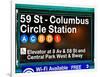 Subway Station Signs, 59 Street Columbus Circle Station, Manhattan, NYC, White Frame-Philippe Hugonnard-Framed Art Print