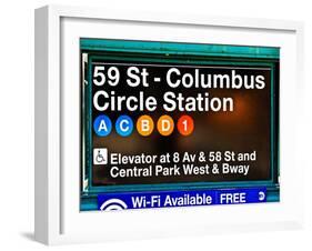 Subway Station Signs, 59 Street Columbus Circle Station, Manhattan, NYC, White Frame-Philippe Hugonnard-Framed Art Print