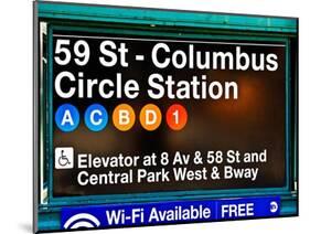 Subway Station Signs, 59 Street Columbus Circle Station, Manhattan, NYC, White Frame-Philippe Hugonnard-Mounted Art Print