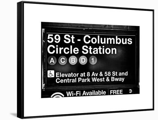 Subway Station Signs, 59 Street Columbus Circle Station, Manhattan, NYC, White Frame-Philippe Hugonnard-Framed Stretched Canvas