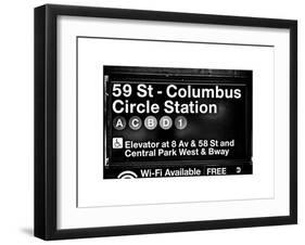 Subway Station Signs, 59 Street Columbus Circle Station, Manhattan, NYC, White Frame-Philippe Hugonnard-Framed Art Print