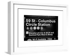 Subway Station Signs, 59 Street Columbus Circle Station, Manhattan, NYC, White Frame-Philippe Hugonnard-Framed Art Print