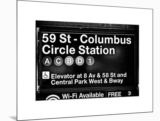 Subway Station Signs, 59 Street Columbus Circle Station, Manhattan, NYC, White Frame-Philippe Hugonnard-Mounted Art Print