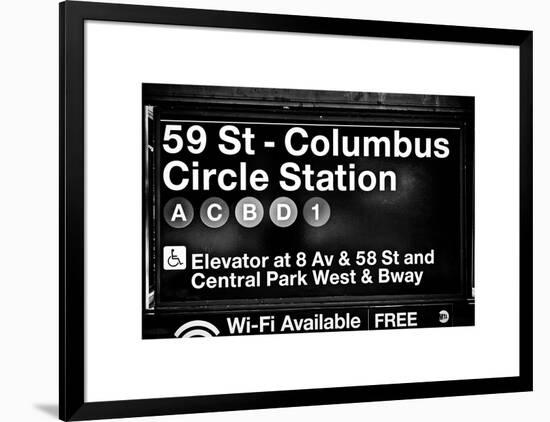 Subway Station Signs, 59 Street Columbus Circle Station, Manhattan, NYC, White Frame-Philippe Hugonnard-Framed Art Print