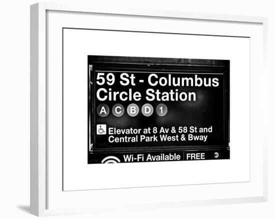 Subway Station Signs, 59 Street Columbus Circle Station, Manhattan, NYC, White Frame-Philippe Hugonnard-Framed Art Print