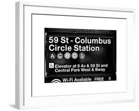 Subway Station Signs, 59 Street Columbus Circle Station, Manhattan, NYC, White Frame-Philippe Hugonnard-Framed Art Print