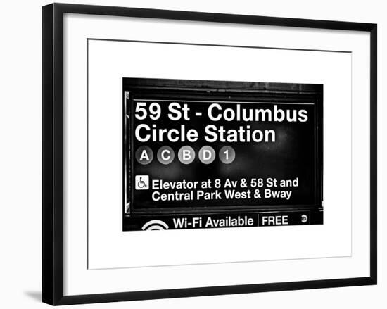 Subway Station Signs, 59 Street Columbus Circle Station, Manhattan, NYC, White Frame-Philippe Hugonnard-Framed Art Print