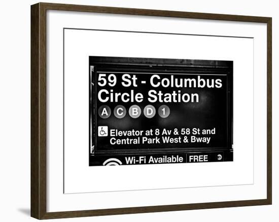 Subway Station Signs, 59 Street Columbus Circle Station, Manhattan, NYC, White Frame-Philippe Hugonnard-Framed Art Print