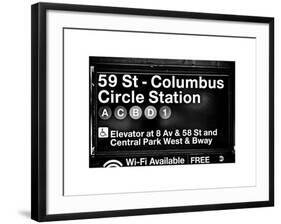 Subway Station Signs, 59 Street Columbus Circle Station, Manhattan, NYC, White Frame-Philippe Hugonnard-Framed Art Print