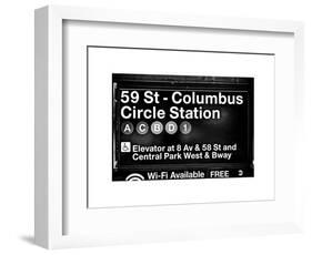 Subway Station Signs, 59 Street Columbus Circle Station, Manhattan, NYC, White Frame-Philippe Hugonnard-Framed Art Print