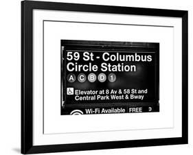 Subway Station Signs, 59 Street Columbus Circle Station, Manhattan, NYC, White Frame-Philippe Hugonnard-Framed Art Print