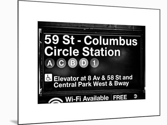 Subway Station Signs, 59 Street Columbus Circle Station, Manhattan, NYC, White Frame-Philippe Hugonnard-Mounted Art Print