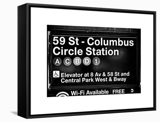 Subway Station Signs, 59 Street Columbus Circle Station, Manhattan, NYC, White Frame-Philippe Hugonnard-Framed Stretched Canvas