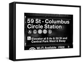 Subway Station Signs, 59 Street Columbus Circle Station, Manhattan, NYC, White Frame-Philippe Hugonnard-Framed Stretched Canvas