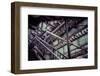 Subway station stair railing and steel construction with corrosion, Brooklyn, New York, USA-Andrea Lang-Framed Photographic Print
