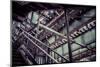 Subway station stair railing and steel construction with corrosion, Brooklyn, New York, USA-Andrea Lang-Mounted Photographic Print