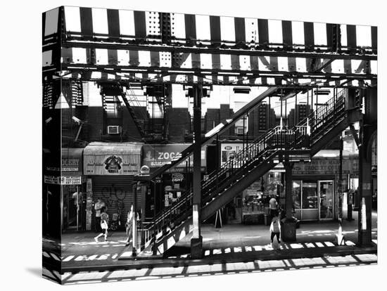 Subway Station, Williamsburg, Brooklyn, New York, United States, Black and White Photography-Philippe Hugonnard-Stretched Canvas