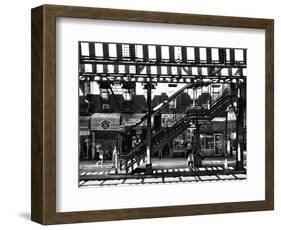 Subway Station, Williamsburg, Brooklyn, New York, United States, Black and White Photography-Philippe Hugonnard-Framed Photographic Print