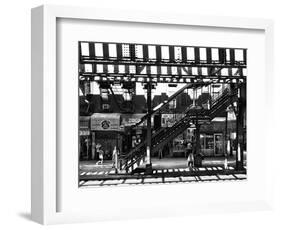 Subway Station, Williamsburg, Brooklyn, New York, United States, Black and White Photography-Philippe Hugonnard-Framed Photographic Print