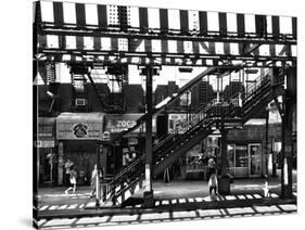 Subway Station, Williamsburg, Brooklyn, New York, United States, Black and White Photography-Philippe Hugonnard-Stretched Canvas