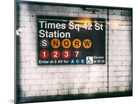 Subway Times Square - 42 Street Station - Subway Sign - Manhattan, New York City, USA-Philippe Hugonnard-Mounted Art Print