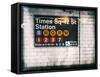 Subway Times Square - 42 Street Station - Subway Sign - Manhattan, New York City, USA-Philippe Hugonnard-Framed Stretched Canvas
