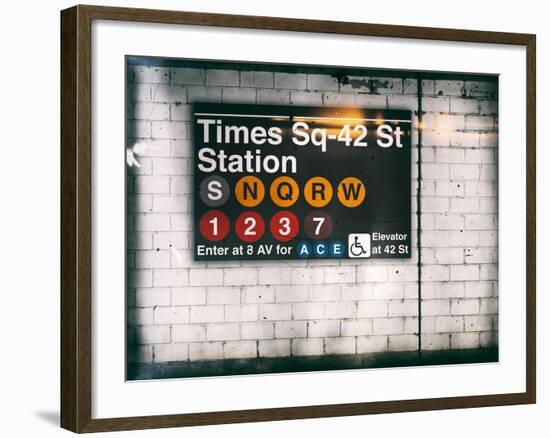 Subway Times Square - 42 Street Station - Subway Sign - Manhattan, New York City, USA-Philippe Hugonnard-Framed Art Print