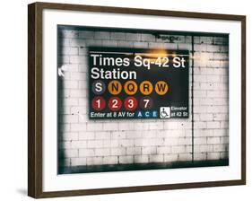 Subway Times Square - 42 Street Station - Subway Sign - Manhattan, New York City, USA-Philippe Hugonnard-Framed Art Print