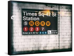 Subway Times Square - 42 Street Station - Subway Sign - Manhattan, New York City, USA-Philippe Hugonnard-Framed Stretched Canvas