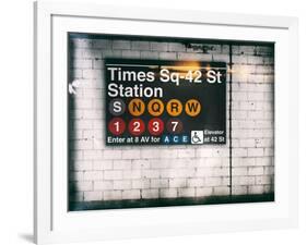 Subway Times Square - 42 Street Station - Subway Sign - Manhattan, New York City, USA-Philippe Hugonnard-Framed Art Print