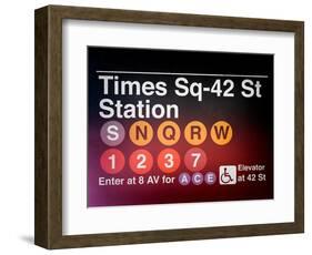 Subway Times Square - 42 Street Station - Subway Sign - Manhattan, New York City, USA-Philippe Hugonnard-Framed Art Print