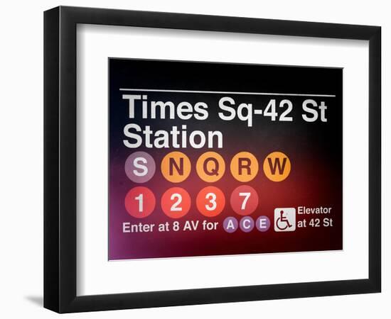 Subway Times Square - 42 Street Station - Subway Sign - Manhattan, New York City, USA-Philippe Hugonnard-Framed Art Print