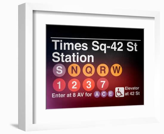 Subway Times Square - 42 Street Station - Subway Sign - Manhattan, New York City, USA-Philippe Hugonnard-Framed Art Print