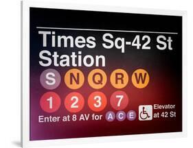 Subway Times Square - 42 Street Station - Subway Sign - Manhattan, New York City, USA-Philippe Hugonnard-Framed Art Print