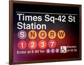 Subway Times Square - 42 Street Station - Subway Sign - Manhattan, New York City, USA-Philippe Hugonnard-Framed Art Print