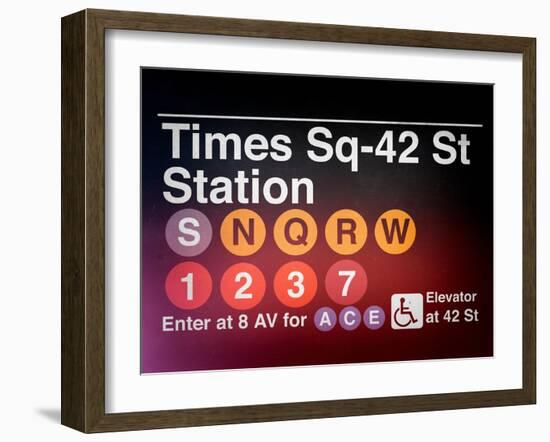 Subway Times Square - 42 Street Station - Subway Sign - Manhattan, New York City, USA-Philippe Hugonnard-Framed Art Print