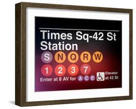 Subway Times Square - 42 Street Station - Subway Sign - Manhattan, New York City, USA-Philippe Hugonnard-Framed Art Print