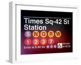 Subway Times Square - 42 Street Station - Subway Sign - Manhattan, New York City, USA-Philippe Hugonnard-Framed Art Print