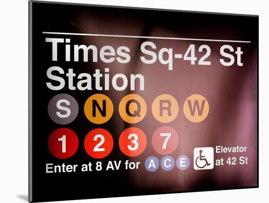 Subway Times Square - 42 Street Station - Subway Sign - Manhattan, New York City, USA-Philippe Hugonnard-Mounted Art Print