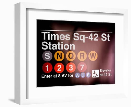 Subway Times Square - 42 Street Station - Subway Sign - Manhattan, New York City, USA-Philippe Hugonnard-Framed Art Print