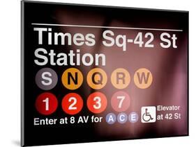 Subway Times Square - 42 Street Station - Subway Sign - Manhattan, New York City, USA-Philippe Hugonnard-Mounted Art Print