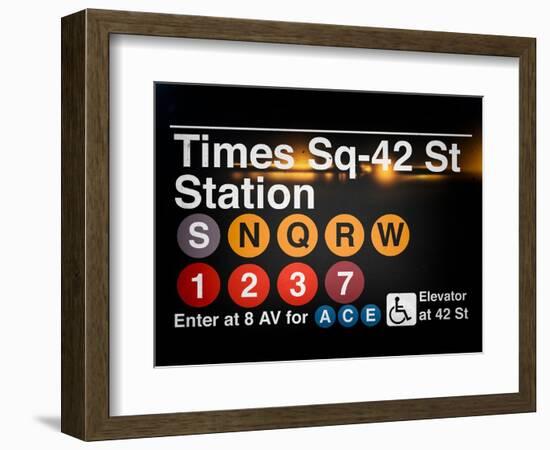 Subway Times Square - 42 Street Station - Subway Sign - Manhattan, New York City, USA-Philippe Hugonnard-Framed Art Print