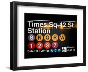 Subway Times Square - 42 Street Station - Subway Sign - Manhattan, New York City, USA-Philippe Hugonnard-Framed Art Print